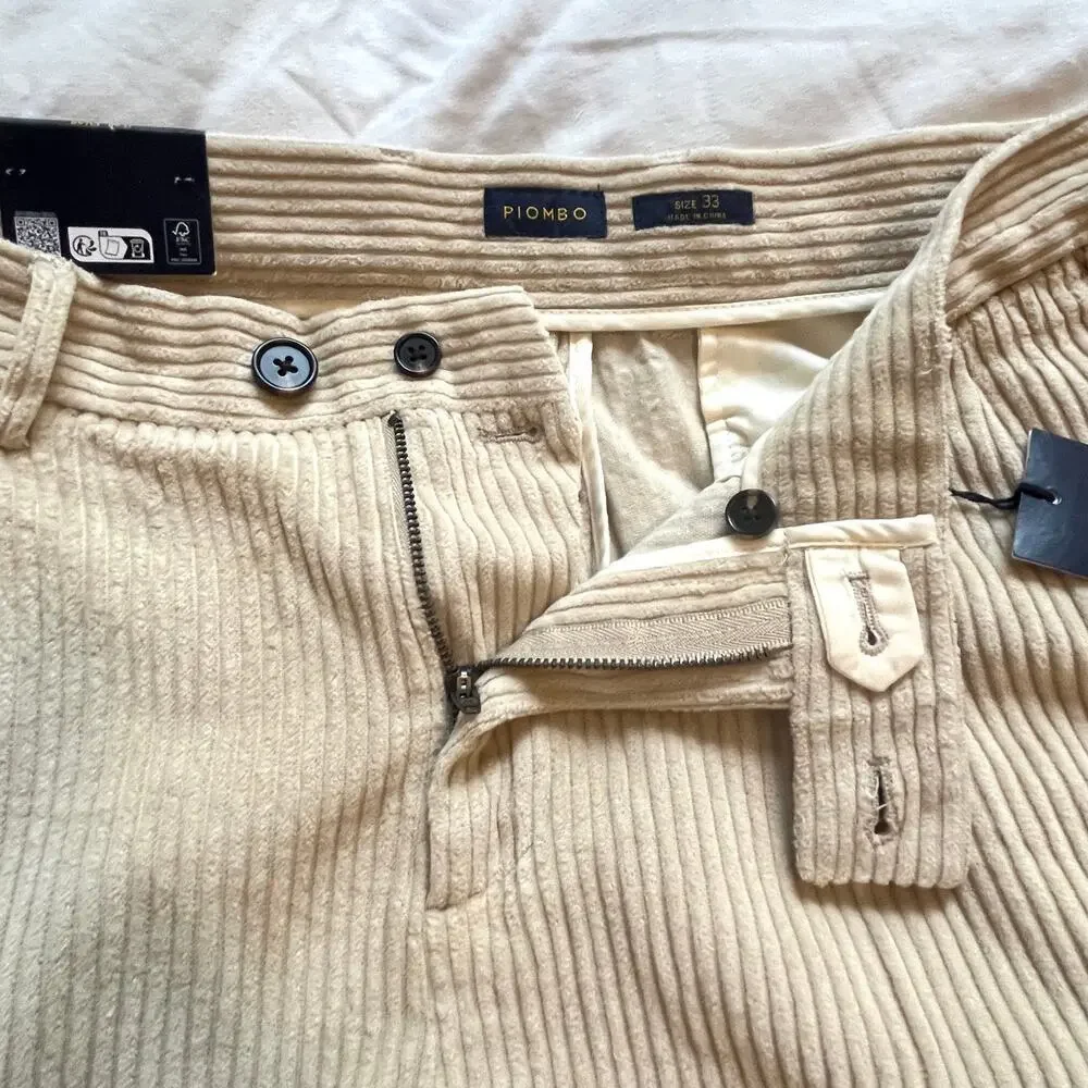 Piombo Lightweight Beige Corduroy Pants 33